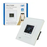 Smart thermostat PNI CT25W WiFi for gas heating plant, recessed mounting, 16A, control from the Tuya Smart application, daily programming, manual/automatic mode, white color