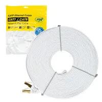 Flat network cable S/STP CAT7 PNI U7200W, 2 x RJ45, 4 pairs of wires, 32AWG, copper, 10 Gbps, 600 MHz, 20m, white