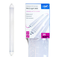 Linear lighting fixture with LED PNI D-Light 3600, 36W, 6500k, sealed IP65, with protection against water, dust and corrosion, for industrial lighting, tunnels, passages, subway
