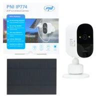 PNI IP774 4MP video surveillance camera, 3W solar panel, built-in 4000mAh battery, motion detection, micro SD card slot, night vision, bidirectional audio