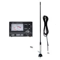 PNI S60 CB antenna, 59 cm, with butterfly, 4m RG58 cable and PNI SWR-300 reflectometer for SWR measurement, black