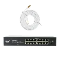 PNI SW016 Switch Package, 16 x 10/100/1000 Mbps, Gigabit, Metal Enclosure and 3m CAT8 Patch PNI U8030W
