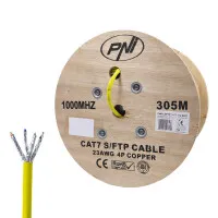 S / FTP CAT7 PNI SF07 cable, 10Gbps, 1000MHz, for internet and surveillance systems, 305m roll, copper