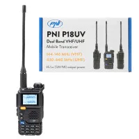 Portable VHF/UHF radio station PNI P18UV, dualband, 144-146MHz and 430-440MHz, 200CH, VOX, Scan, Radio FM, Li-Ion 2200 mAh