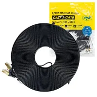 Flat network cable S/STP CAT7 PNI U7200B, 2 x RJ45, 4 pairs of wires, 32AWG, copper, 10 Gbps, 600 MHz, 20m, black