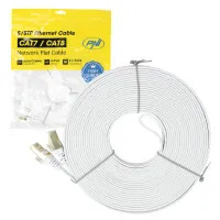 Flat network cable S/STP CAT7 PNI U7150W, 2 x RJ45, 4 pairs of wires, 32AWG, copper, 10 Gbps, 600 MHz, 15m, white
