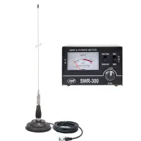 PNI ML100 CB antenna, 100 cm, 125mm magnet and PNI SWR-300 reflectometer for SWR measurement, black