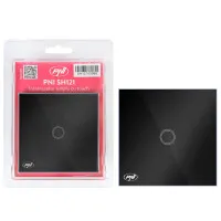 Simple switch with touch PNI SH121, made of glass, black, with LED indicator, 10A 200W