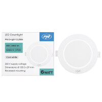 D-Light CL2506 6W PNI LED Spotlight, Recessed, Round 120 mm, 6400K, Power Supply 230V, 660 lm, Cool White
