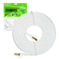 Flat network cable S/STP CAT8 PNI U8050W, 2 x RJ45, 4 pairs of wires, 28AWG, copper, 40 Gbps, 2000 MHz, 5m, white
