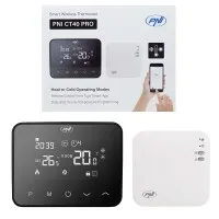 PNI CT40 PRO wireless smart thermostat, with WiFi, for heating systems, heating and cooling mode, minimum hysteresis 0.1°C, 4 daily programs, manual mode, economic mode, control via Tuya Smart
