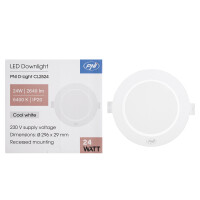 PNI D-Light CL2524 24W LED spotlight, recessed, round 29 cm, 6400K, 230V power supply, 2640 lm, cool white