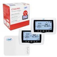 PNI CT410 PRO smart thermostat hysteresis ± 0.1°C wireless, with WiFi, 2-zone control via Internet, for heating systems, pumps, solenoid valves, TuyaSmart APP