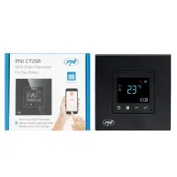 Smart thermostat PNI CT25B WiFi for gas heating plant, recessed mounting, 16A, control from the Tuya Smart application, daily programming, manual/automatic mode, black color