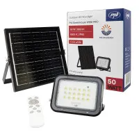PNI GreenHouse WS50 PRO 50W LED floodlight with 6W solar panel, 5000mAh battery, 800lm, remote control, timing and adjustable brightness, 6500 K, IP65