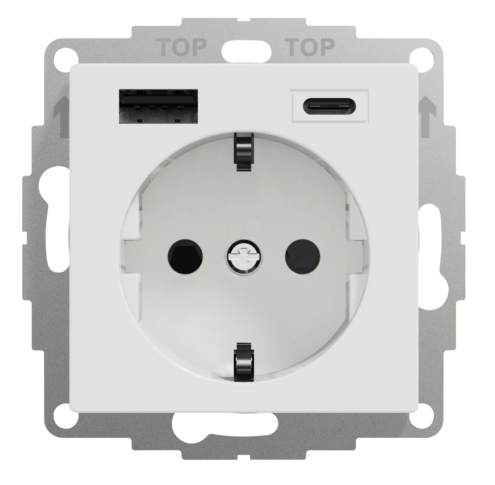 Utičnica s USB tip A+C, 2.4A, bijela