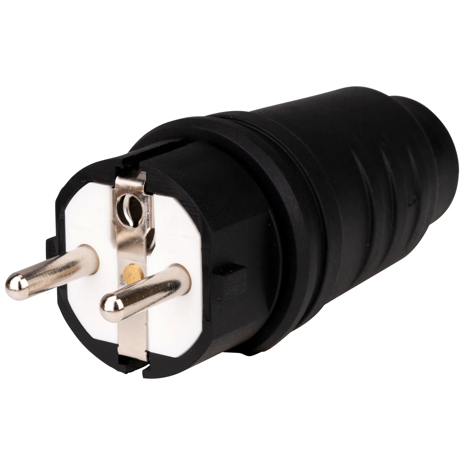 Šuko utikač 16A,250V,  IP44, gumeni, crni, tip F